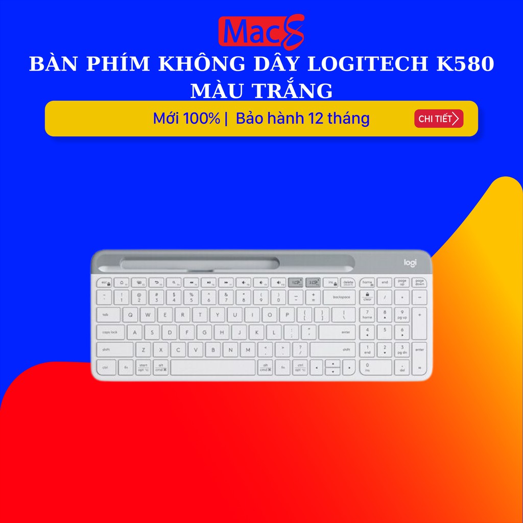 Bàn phím không dây Wireles, Bluetooth Logitech K580 trắng