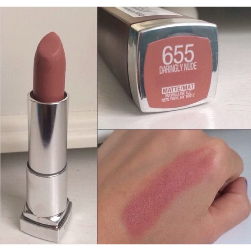 Son Maybelline Color Sensational Matte Lipstick 655 Daringly Nude 4.2g. Made in USA