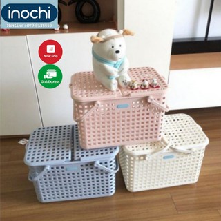 Giỏ xách đựng đồ đi sinh có nắp cao cấp NACHI INOCHI, Làn đi sinh ,giỏ nắp nhựa ,giỏ nhựa đựng đồ chơi