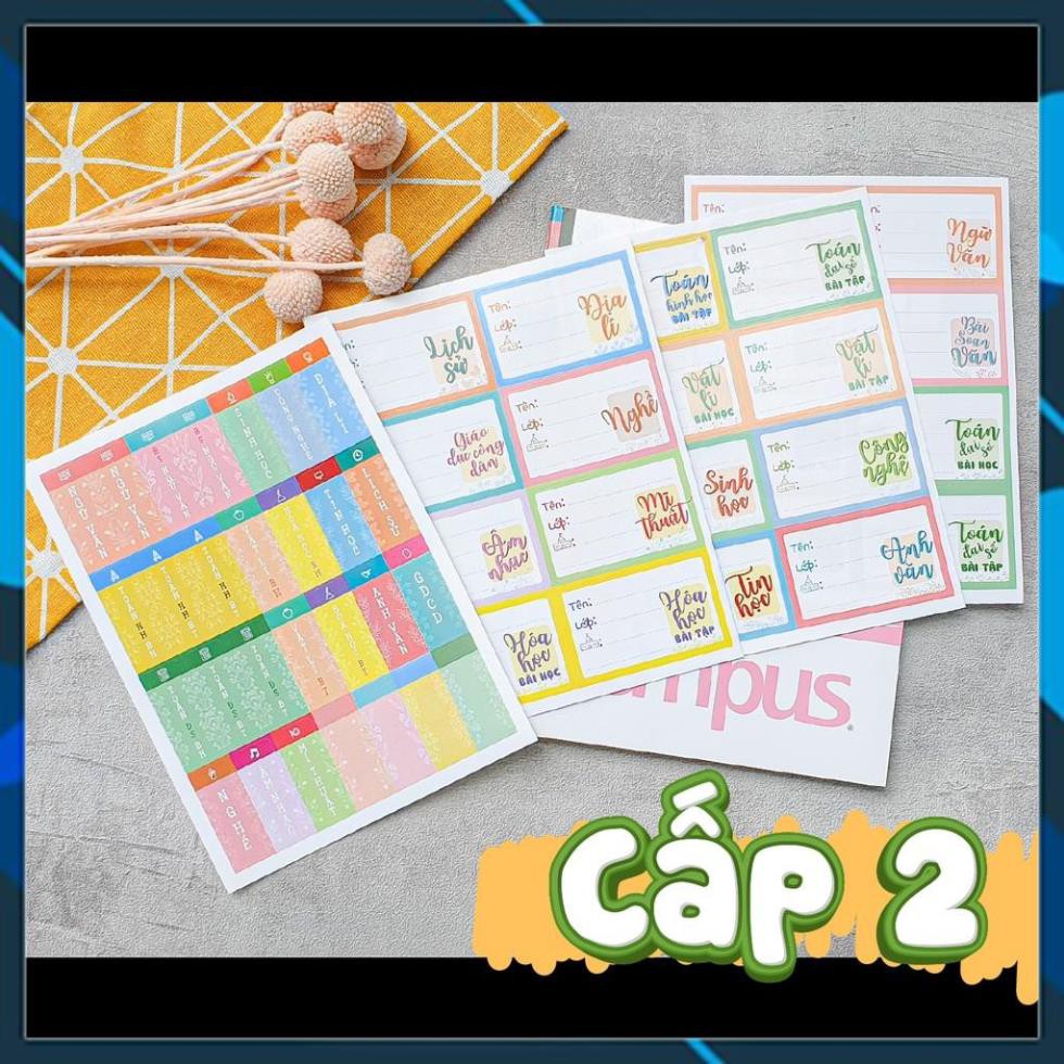 COMBO NHÃN VỠ & NHÃN DÁN GÁY TẬP  PHÂN MÔN - CẤP 2 - CẤP 3