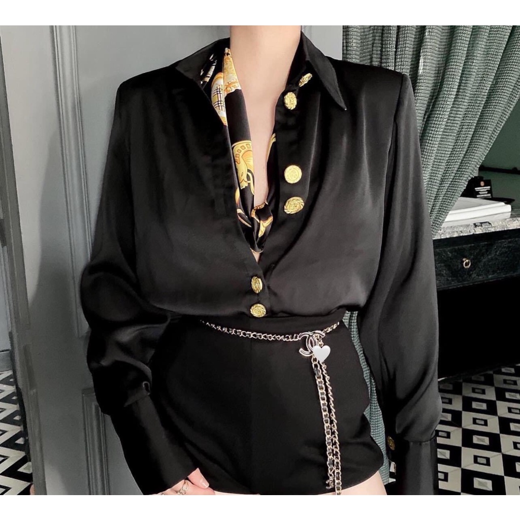 Đai váy áo xích phối da CN sang chảnh - Dây xích eo thắt váy áo nữ kim loại hàng cao cấp loại 1