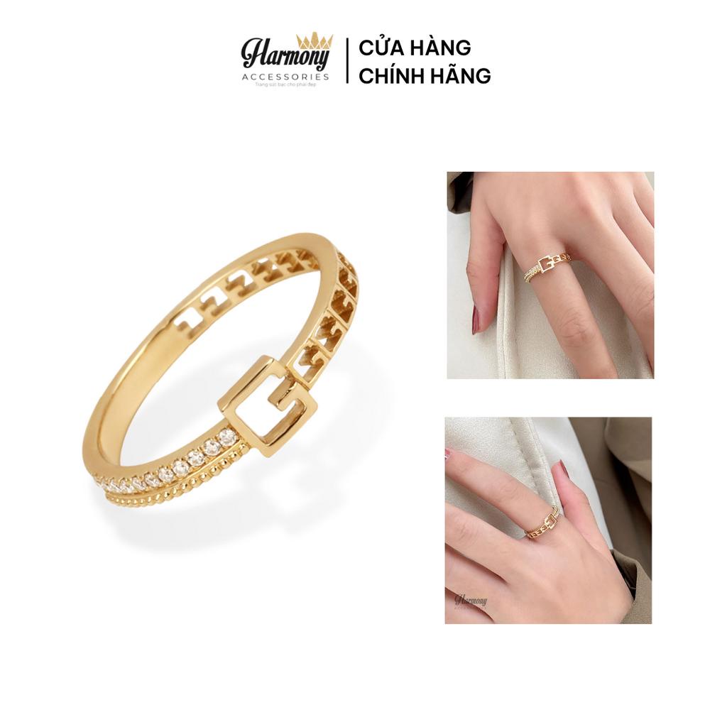 Nhẫn nữ bạc nguyên chất mạ vàng 14k hình chữ G gold | HARMONY ACCESSORIES N65