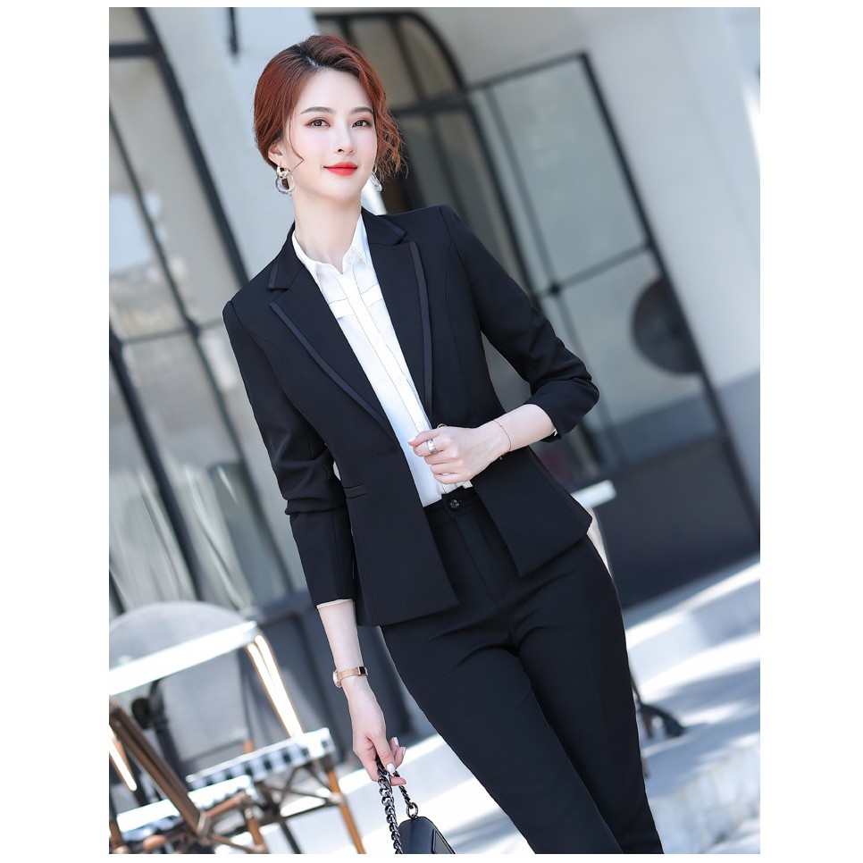 Bộ Vest nữ 1 lớp kiểu dáng Hàn Quốc, chất liệu Tuyết mưa BLY BV1 thời trang công sở cao cấp Thanh lịch Sang trọng