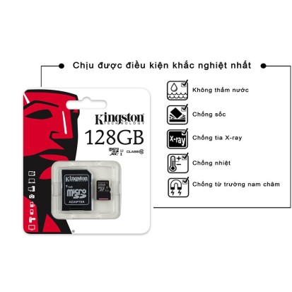 Thẻ Nhớ 128GB MicroSD Kingston Class 10 (Kèm Adapter) - Bảo hành 5 năm !