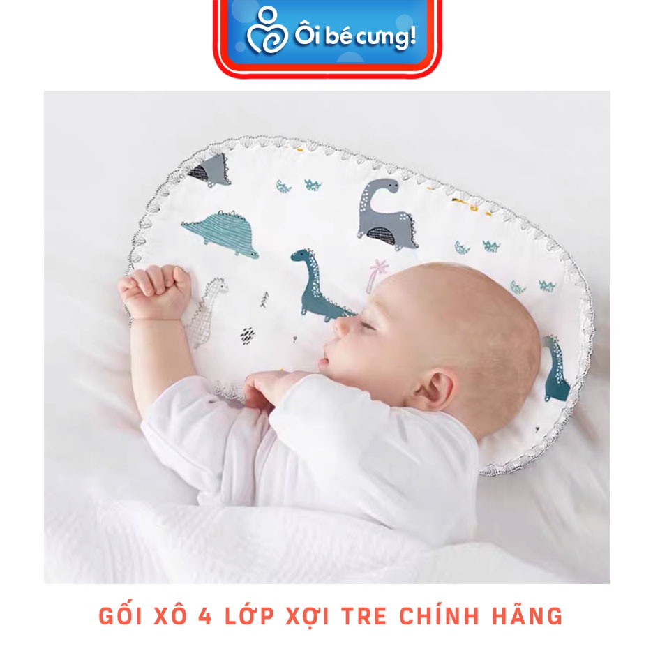 [MADE VIETNAM] GỐI XÔ MANNY CAO CẤP 10 LỚP CHO TRẺ SƠ SINH  FREESHIP 40*25cm  gối chống bẹp đầu cho bé OIBECUNG PK.32