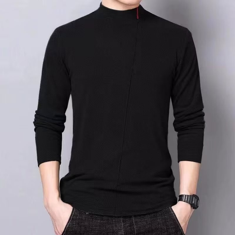 Áo Thun Cotton Nhung Cổ Cao Dài Tay Thời Trang Thu Đông Dành Cho Nam M-5XL