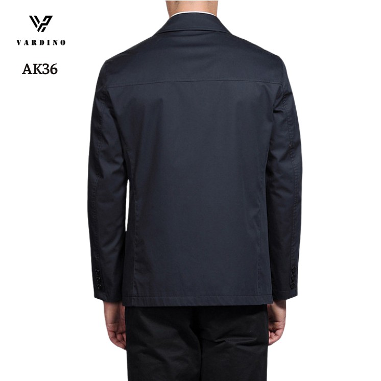 Áo khoác nam cao cấp VARDINO cổ bẻ đức dáng ôm, suông vừa đóng cúc màu xanh bộ đội trung niên chính hãng ak38