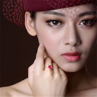 Nhẫn mạ vàng hồng đính đá ruby sang trọng cho nữ