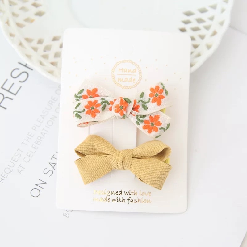 Màu CAM  [Tổng hợp phụ kiện cột kẹp tóc tông màu Cam dễ thương cho bé cho bé]
