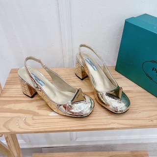 Sandal prada mũi tròn gót trụ fullbox