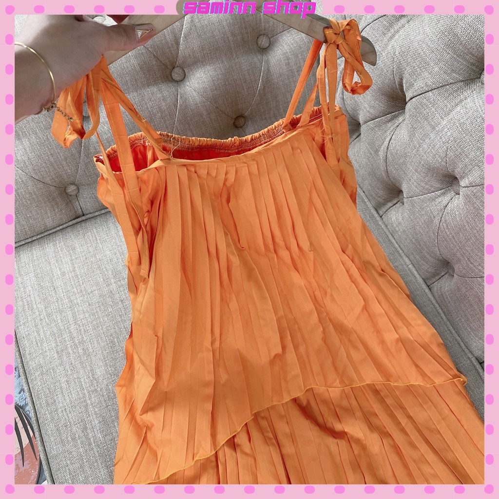 Đầm maxi đi biển hở lưng hai lớp đầm dáng xòe xẻ tà, váy 2 dây dáng dài body babydoll đi biển SS26