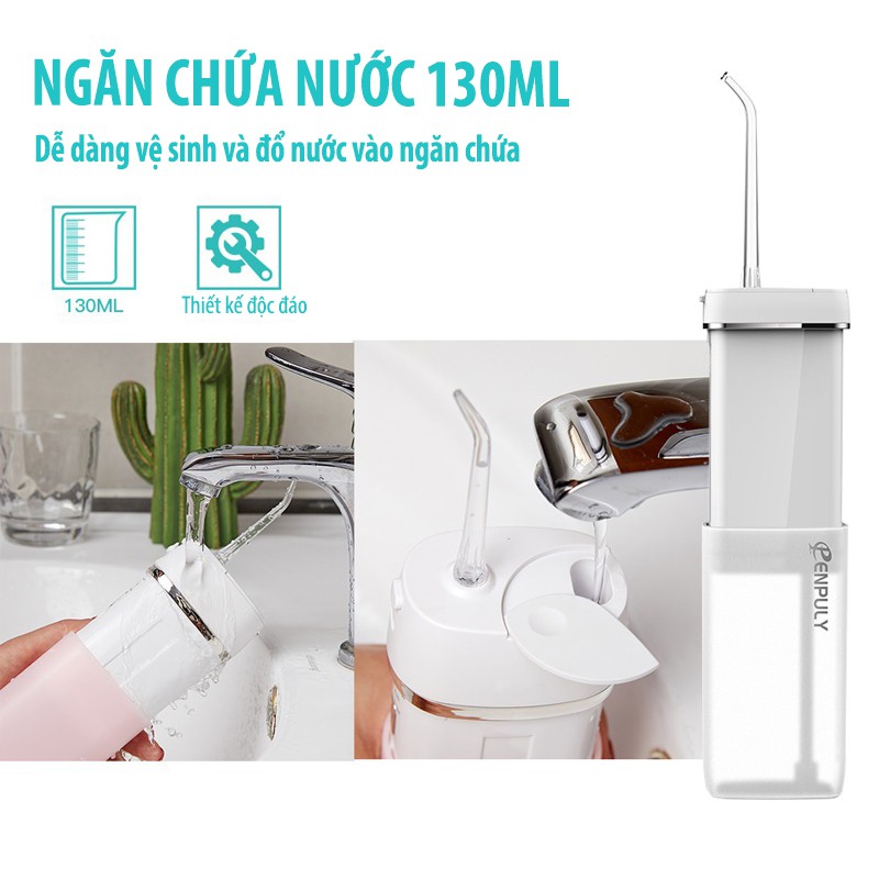 Máy Tăm Nước Xiaomi Mini Enpuly ML6 Không Dây Pin 1100mah Bình Chứa Nước 130ml Dùng Chăm Sóc Răng Miệng VT168