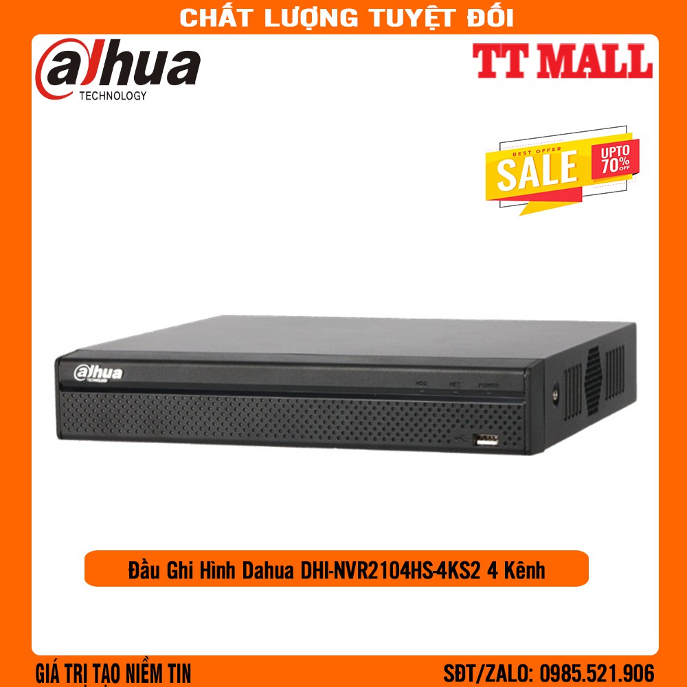 Đầu Ghi Hình Camera Dahua DHI-NVR2104HS-4KS2 4 Kênh IP- Tích Hợp Tên Miền Miễn Phí Trọn Đời