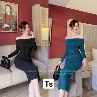Váy body thun tăm trễ vai