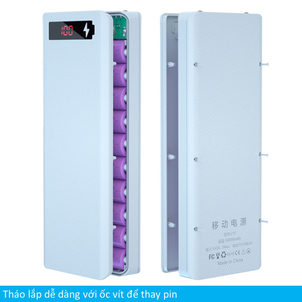 Box sạc dự phòng 10 cell 18650 ✅Bảo vệ lắp ngược✅ Box sạc chất lượng cao màn hình Led