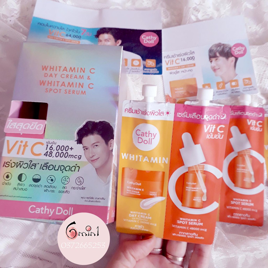 Dưỡng Da Cathy Doll Ngày và Đêm Whitamin C Day Cream &amp; Whitamin C Spot Serum