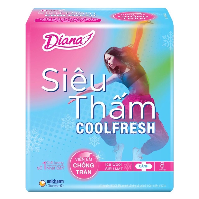 Combo 6 gói băng vệ sinh Diana siêu thấm Coolfresh (8 miếng)