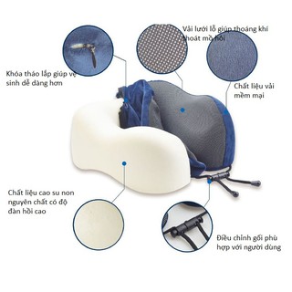 Gối kê cổ CAO SU NON cao cấp tặng kèm túi đựng, gối chữ U memory foam du lịch ngủ trưa văn phòng  siêu tiện dụng