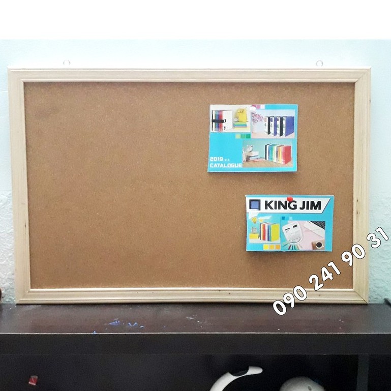 Bảng ghim gỗ bần 45x60cm khung gỗ màu tự nhiên, còn gọi là bảng ghim lie, hay Cork board