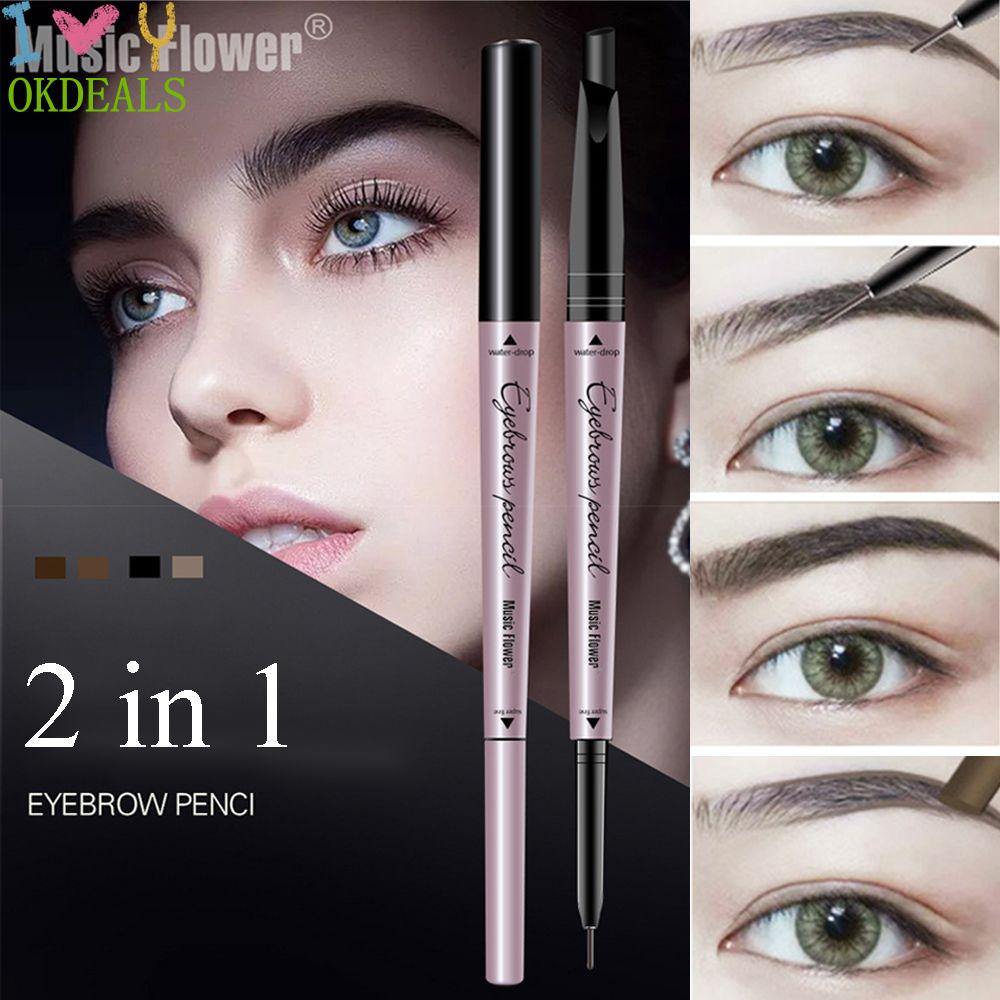 [Hàng mới về] Bút kẻ mắt vẽ chân mày Music Flower hai đầu lâu trôi chống nước màu sắc thời trang