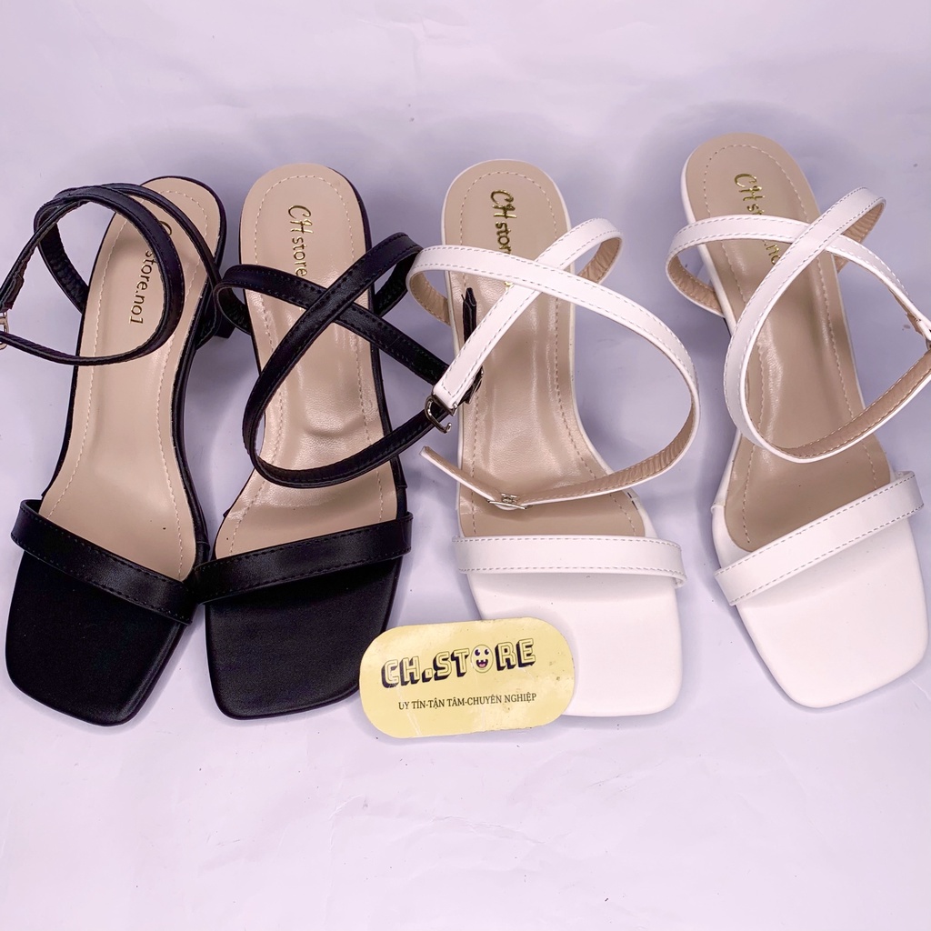 Sandal cao gót, guốc nữ 7p quai ngang - MÃ H08