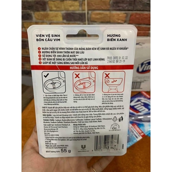 Viên Tẩy Vệ Sinh Bồn Cầu Vim Power 5 Sạch Khuẩn Thơm Mát  - Hương Biển Xanh