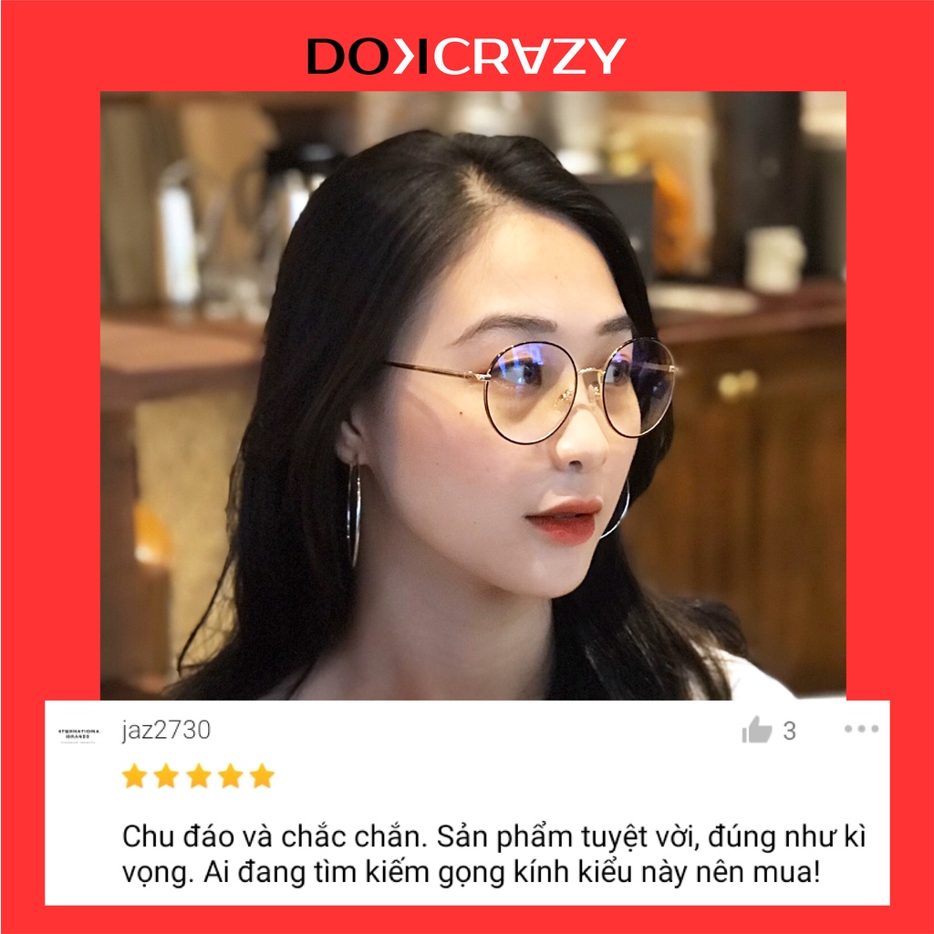 Kính cận tròn nam nữ DOKCRAZY gọng kim loại có thể cắt mắt phong cách Hàn Quốc HANY