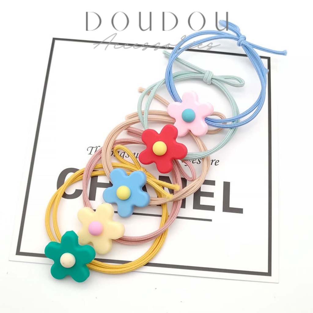 Dây cột tóc hoa nhí Doudou Dây buộc tóc hoa mặt trời nhiều màu sặc sỡ phong cách Hàn Quốc thời trang PJ001
