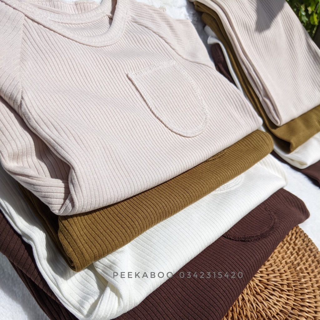 [PEEKABOO] BỘ ĐỒ DÀI TAY LEN TĂM SIÊU MỀM MỊN THOÁNG MÁT HÀNG QUẢNG CHÂU CAO CẤP