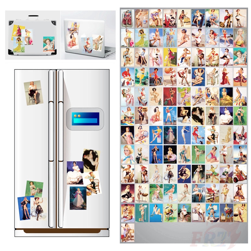 100Pcs/Set ❉ Pin-up Girls Series B Sexy Beauty Mini Poster Stickers ❉ Fashion DIY Decals Doodle Stickers