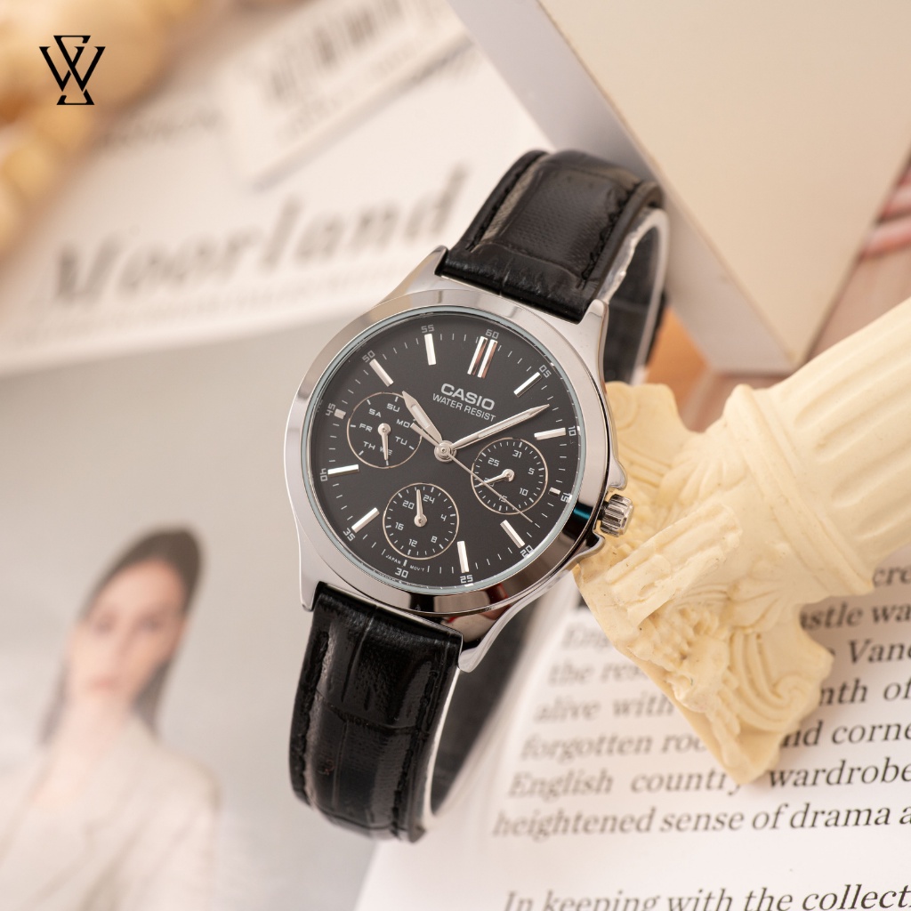 Đồng Hồ Quartz Nữ Casio WATCHSTORE LTP-V300L-1AUDF Thiết Kế Kính Khoáng 33.2mm, Dây Đeo Da Và Vỏ Thép Không Gỉ