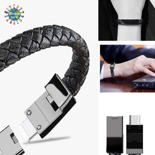 Leather Micro USB / Type-C / Lightning Bracelet Data Sync Cord Charging Cable for IOS Android