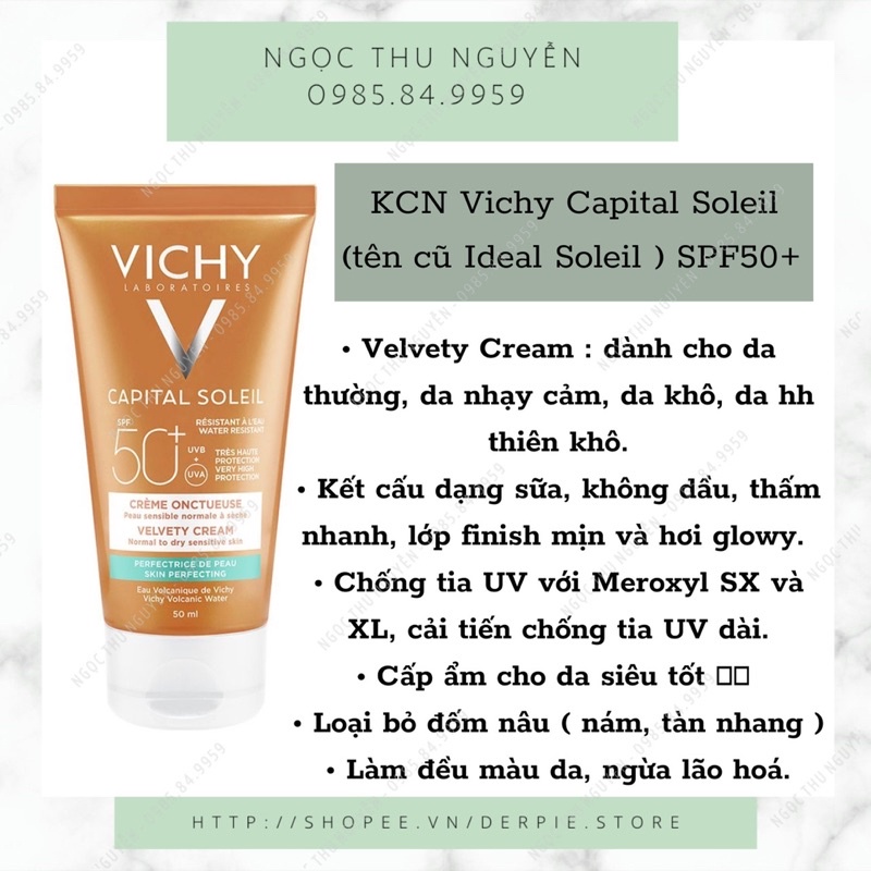 Kem chống năngs Vichy Ideal Soleil SPF 50+ 50ml ( bản mới là Vichy Capital Soleil )