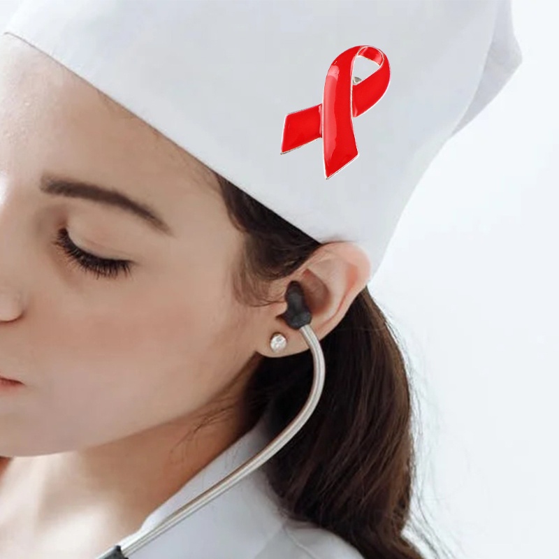 Bộ Ghim Cài Khăn Choàng / Ung Thư Ngực Bằng Hợp Kim Phối Ruy Băng Đỏ