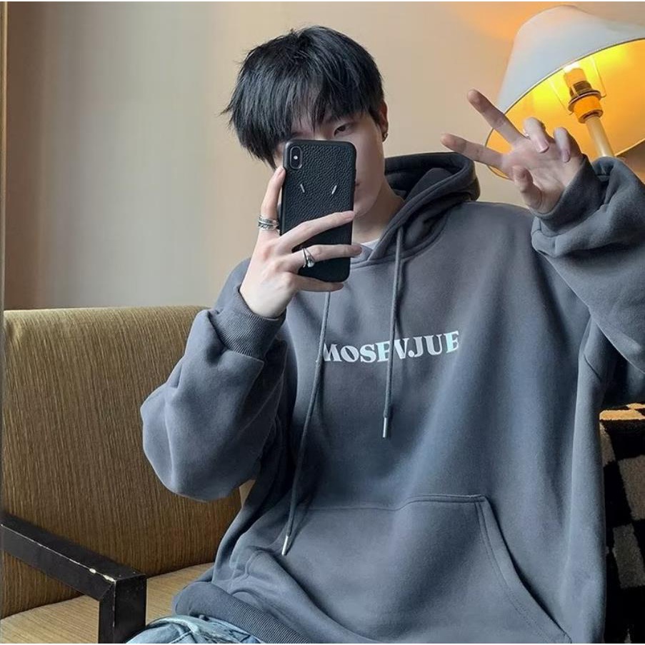 Áo Hoodie Tay Dài In Chữ Màu Trắng Đen Xám Xanh Dương Size M-5XL Thời Trang Đường Phố Cho Nam Và Nữ