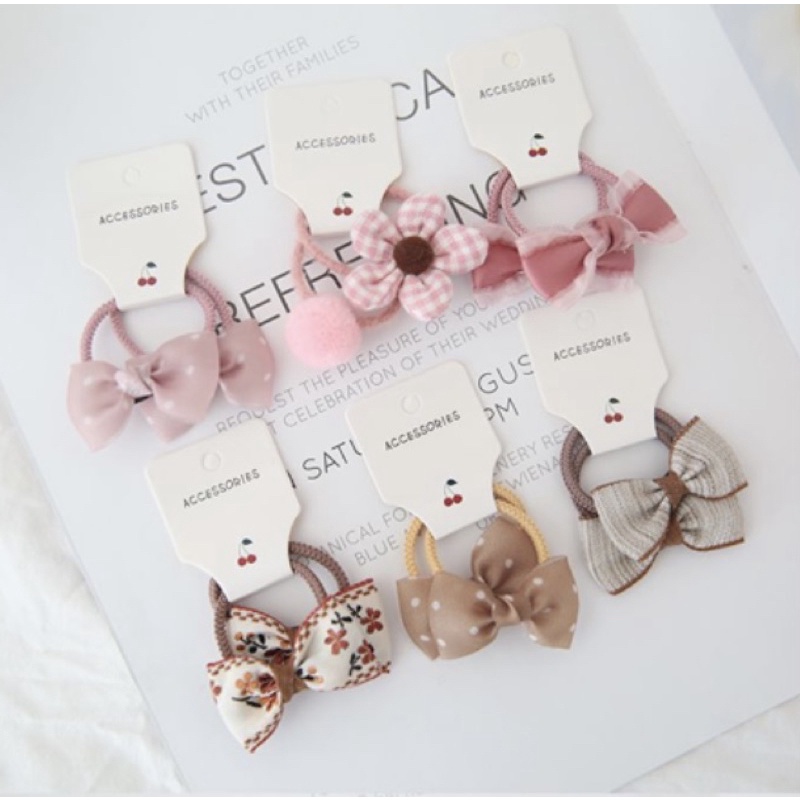 Set 2 dây buộc tóc nịt tóc nơ siêu xinh dành chi bé gái