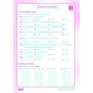 Sách - Đề kiểm tra TOÁN 5 Học Kì 2 (1 cuốn)