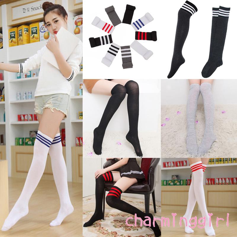 Đôi tất chân cao qua gối kẻ sọc dọc thời trang cho nữ