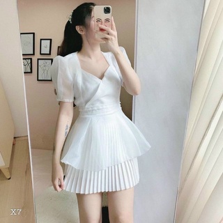 SET ÁO PEPLUM BO EO CHÂN VÁY PLI (KÈM VIDEO HÌNH THẬT)