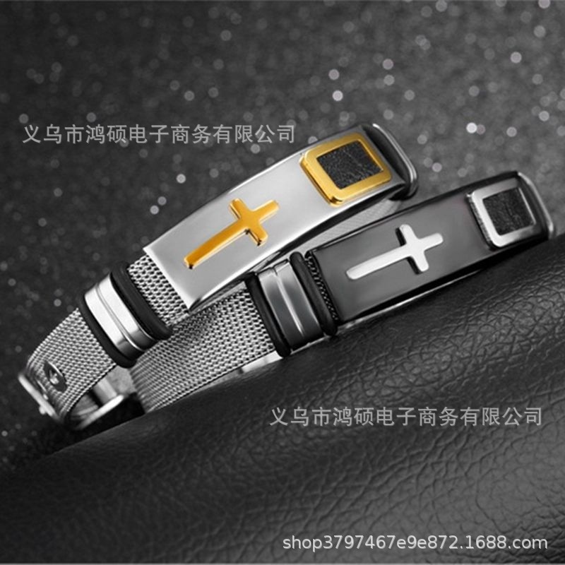 Vòng đeo tay bằng thép không gỉ màu bạc/vàng/vàng/bạc hình thánh giá Jesus/thánh giá chúa Jesus/ chúa Jesus/ thánh giá màu bạc/ bạc cho nam