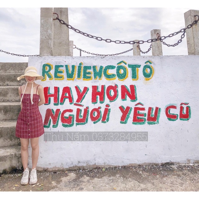 Váy 2 dây kẻ caro màu đỏ