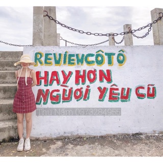 Váy 2 dây kẻ caro màu đỏ