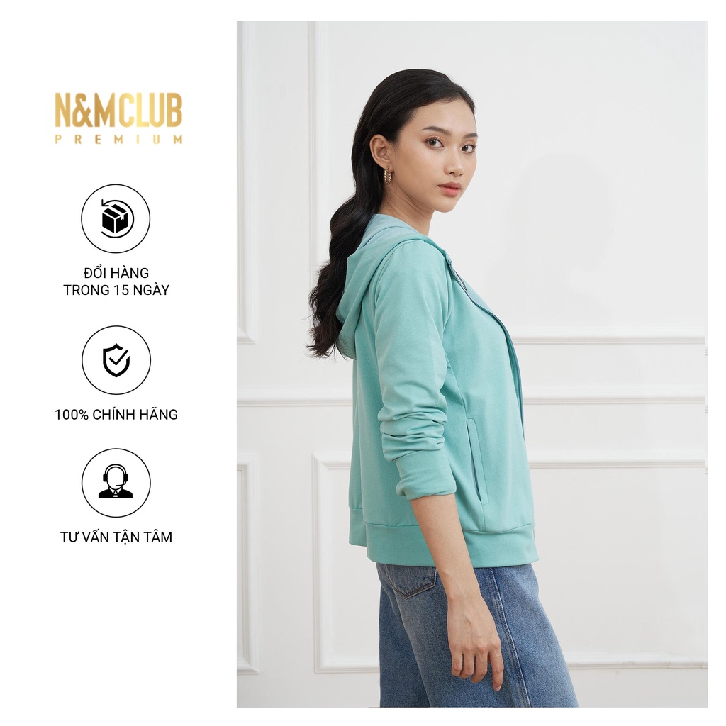 Áo Khoác Nữ N&MCLUB chất liệu thoáng mát co giãn tay dài màu xanh mint mã 2103050