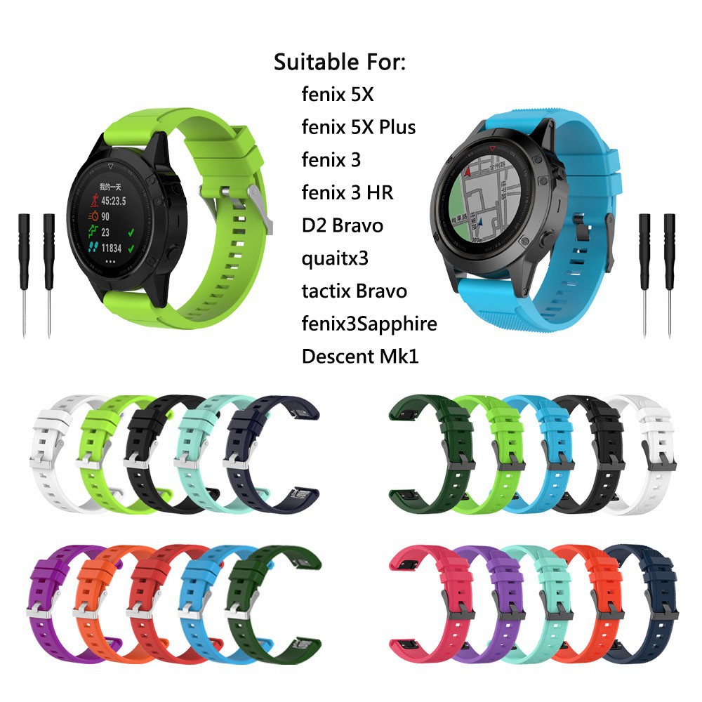 GARMIN SAPPHIRE Dây Đeo Silicone Mềm 26mm Cho Đồng Hồ Thông Minh Garmin Fenix 3 / Fenix3 Hr / Sapphire / Trex Bravo