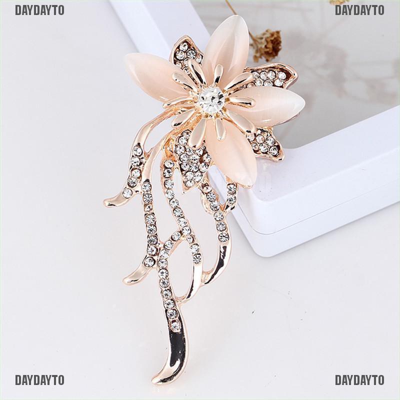 Ghim Cài Áo Hình Hoa Đính Đá Opal Pha Lê Cho Nữ