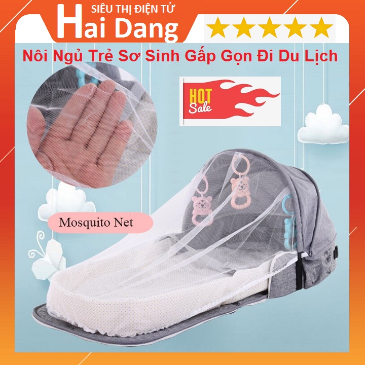 Nôi Ngủ Đa Năng Gấp Gọn, Tặng 3 Chú Mèo Dễ Thương - Giường Ngủ Di Động Cho Trẻ Sơ Sinh - Mang Theo Du Lich - BH 6 Tháng