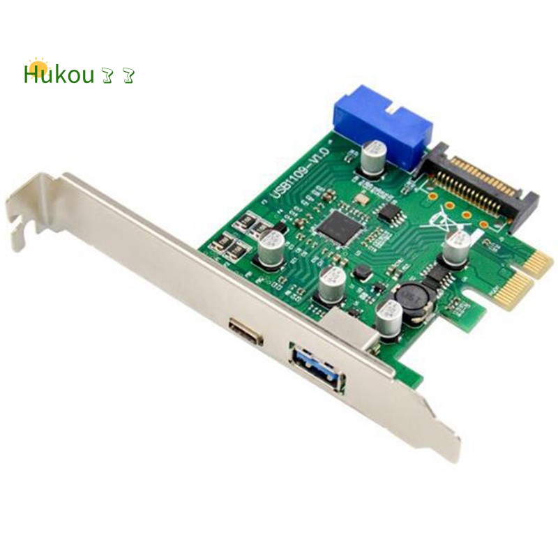 Card Mở Rộng Pci-E Usb 3.1 Type-C + Type - A Nec720201 Chipset Tốc Độ Cao 10gbps 15-pin