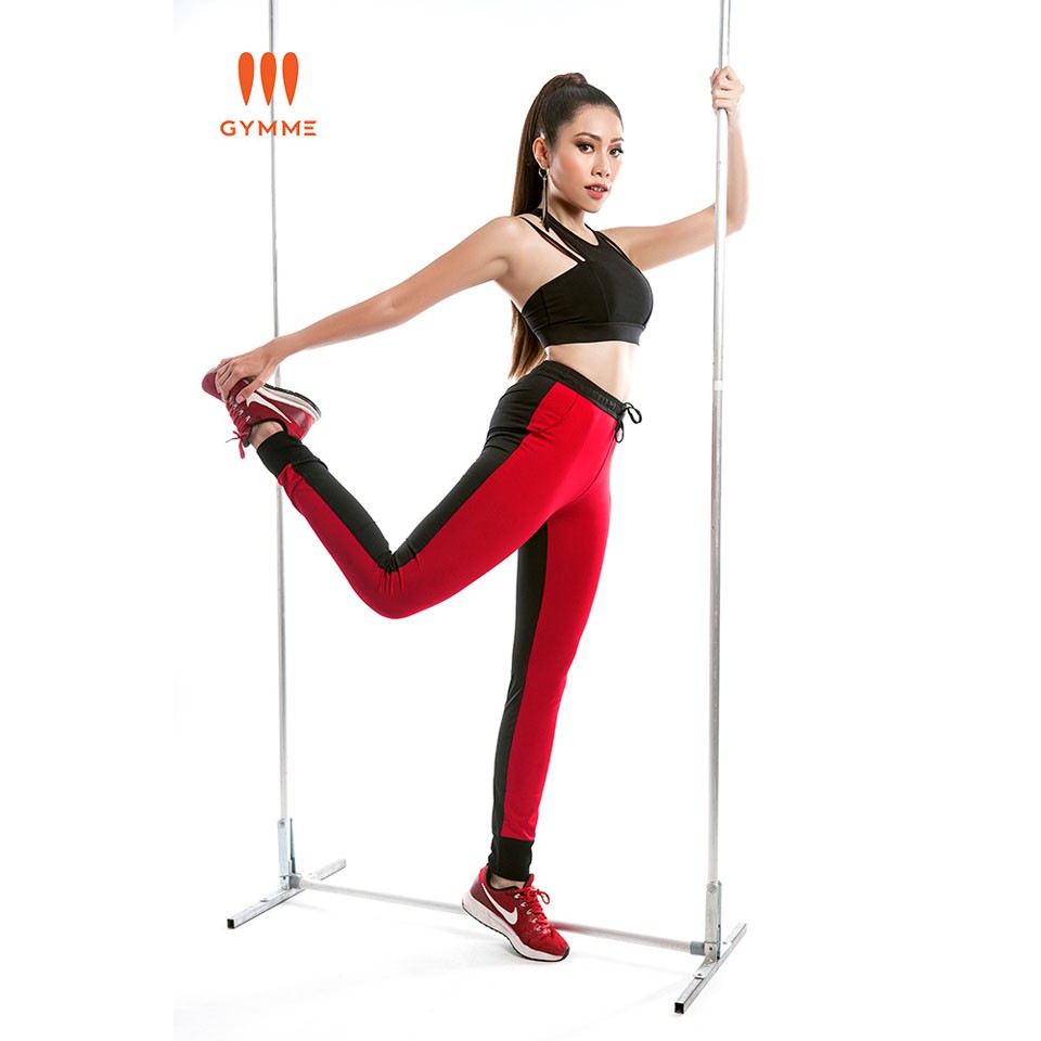 Quần tập gym yoga nữ dáng jogger thể thao phối màu GYMME - 17026