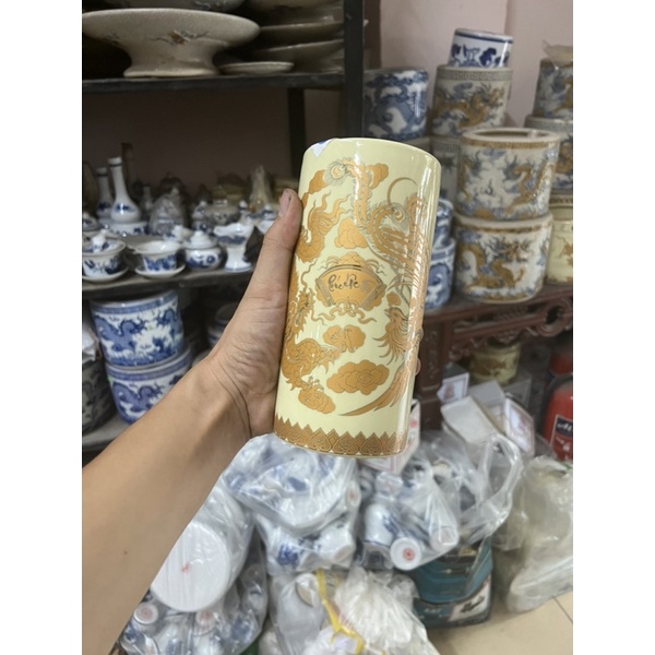 Ống hương men vàng kim