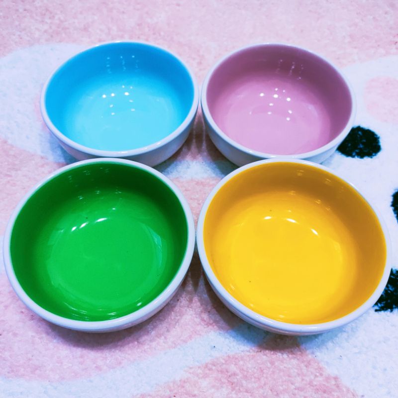 Chén ăn sứ nhỏ 4 màu cho hamster, thú cưng nhỏ